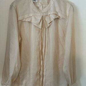 Escada Cream Blouse with Pleated Front